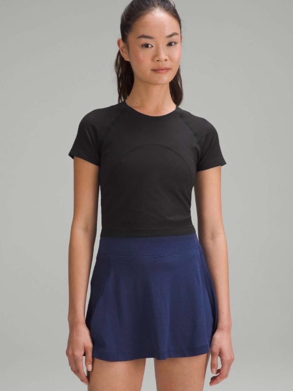 Lululemon Swiftly Tech Cropped Short-Sleeve Shirt 2.0 black W3GZHS size 4
